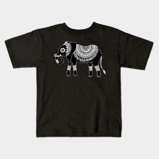 Boho Elephant Black and White Kids T-Shirt